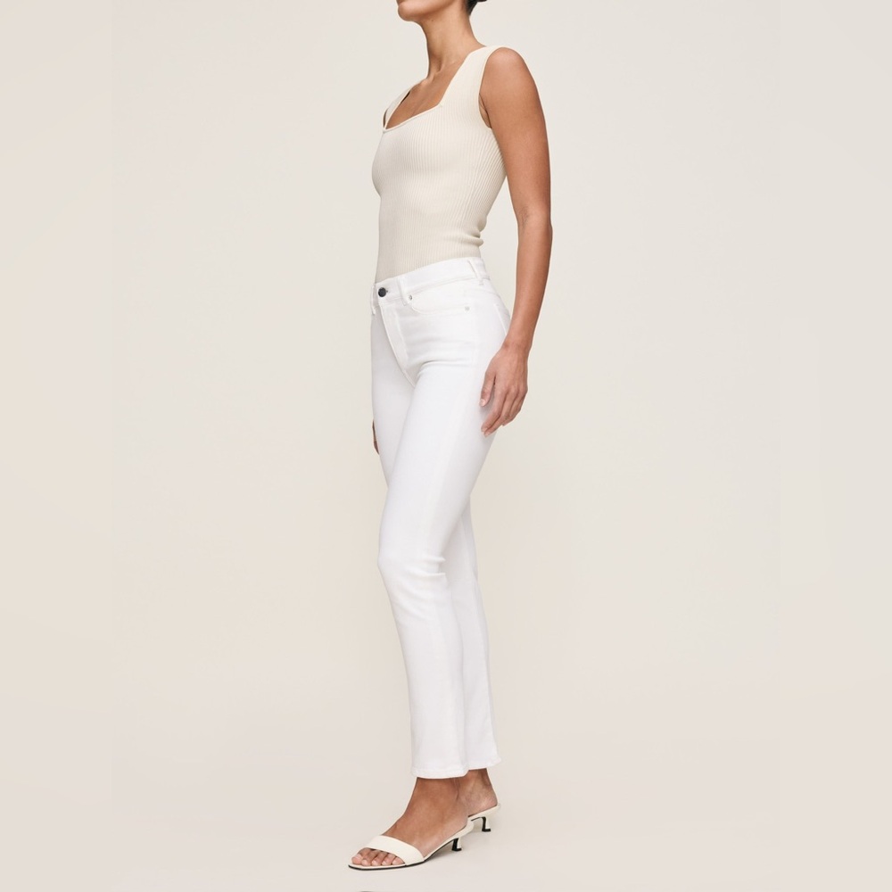 DL1961 Mid Rise Instasculpt Ankle Length Straight Leg White Jeans in Size 28 - Picture 2 of 15